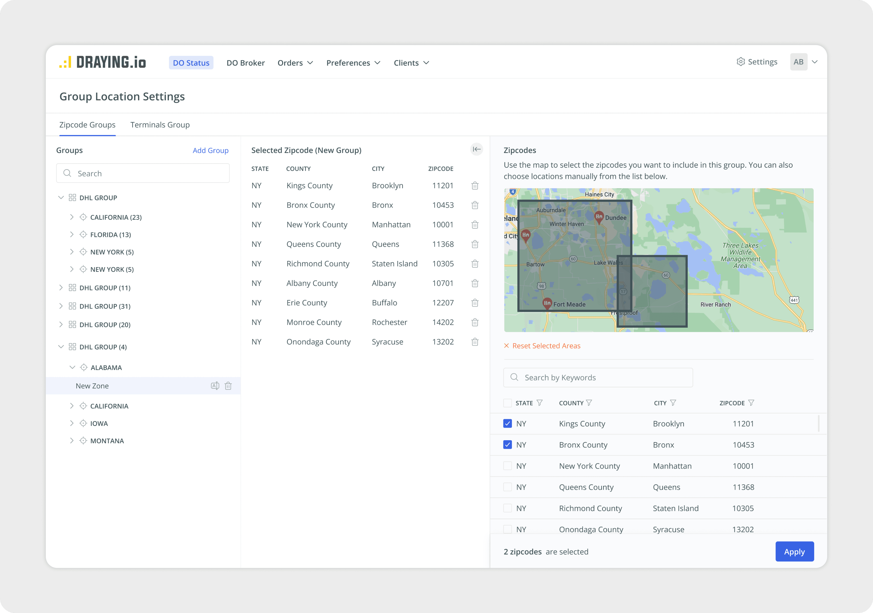 Group Location Settings
