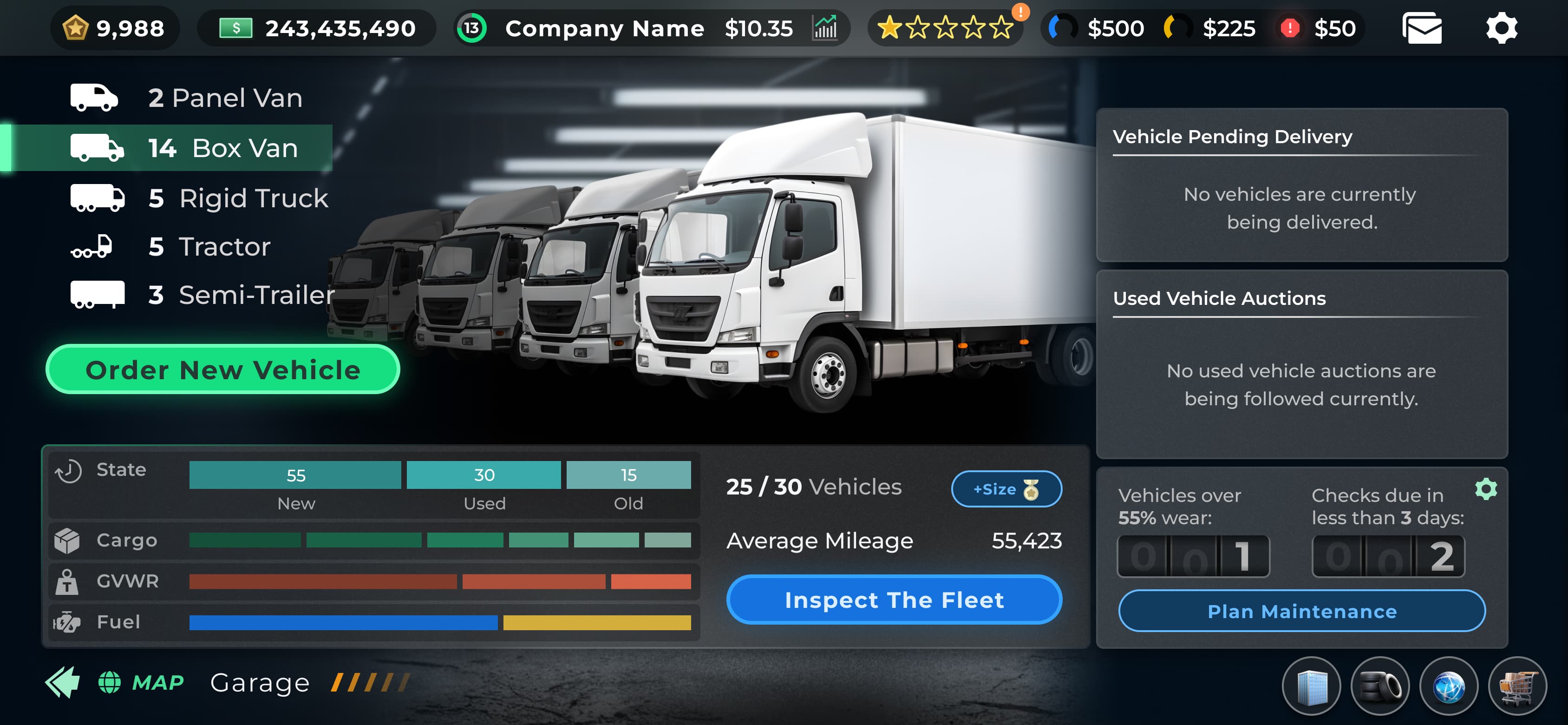 Truck Manager route planning view